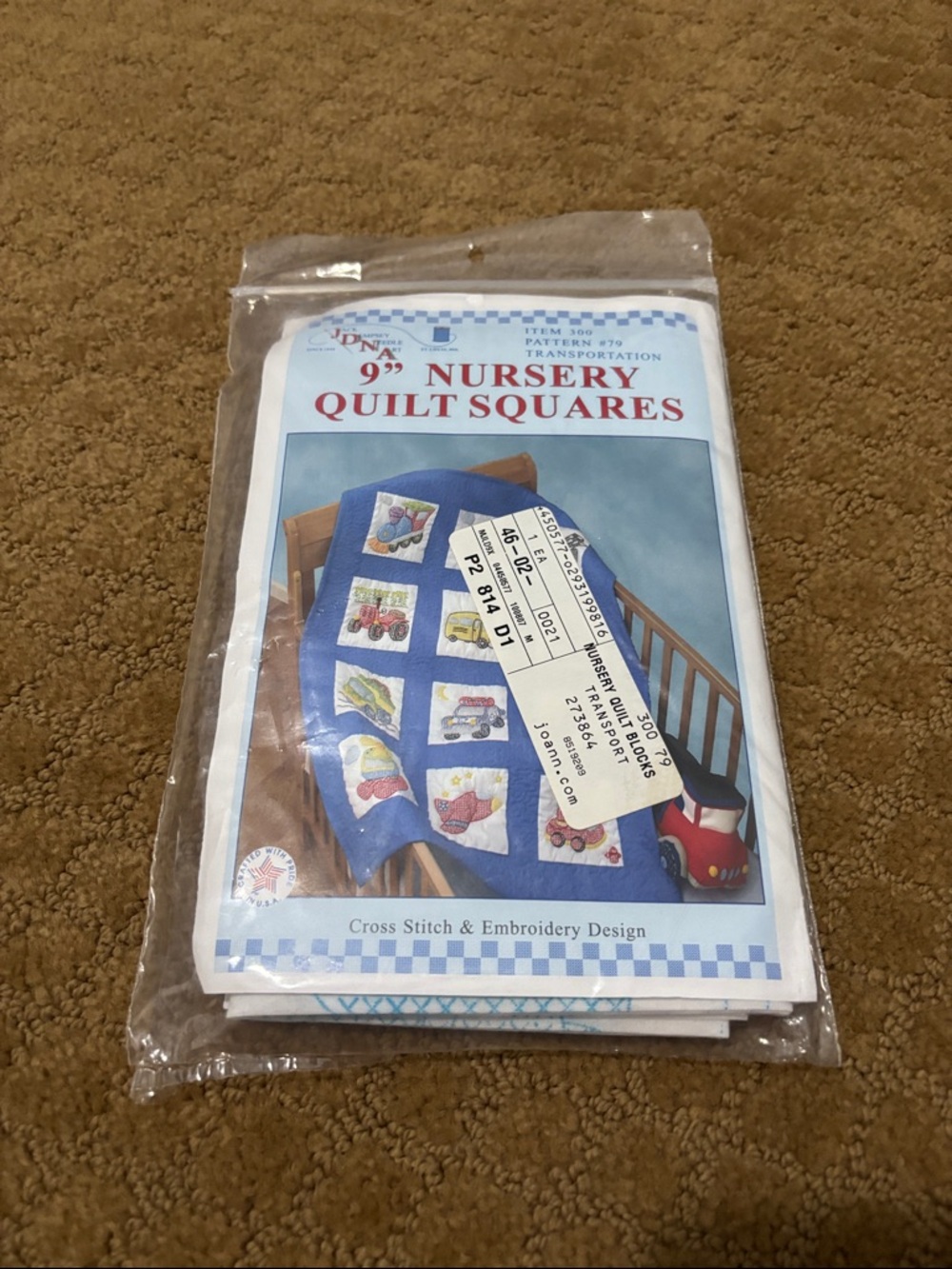 Nursery Quilt Squares Cross Stitch & Embroidery Pattern - Blue